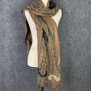 Rectangular Fashion Scarf Rayon Earth Tone Psttern 78” X 20”
